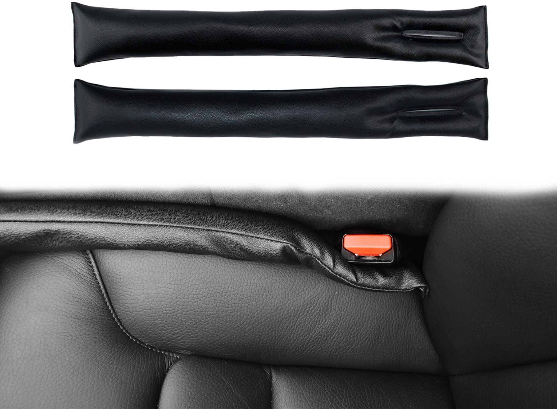 Leather Car Seat Gap Filler Universal Fit Organizer Stop Things from  Dropping, Black, 2 Pack 