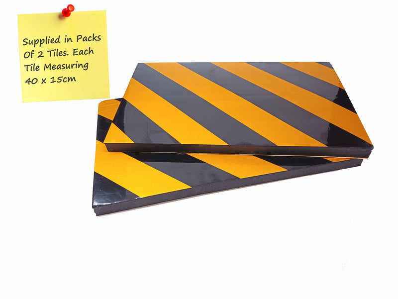 Foam Corner Protector with Self Adhesive Backing, Yellow Hazard Stripes, Pack of 2