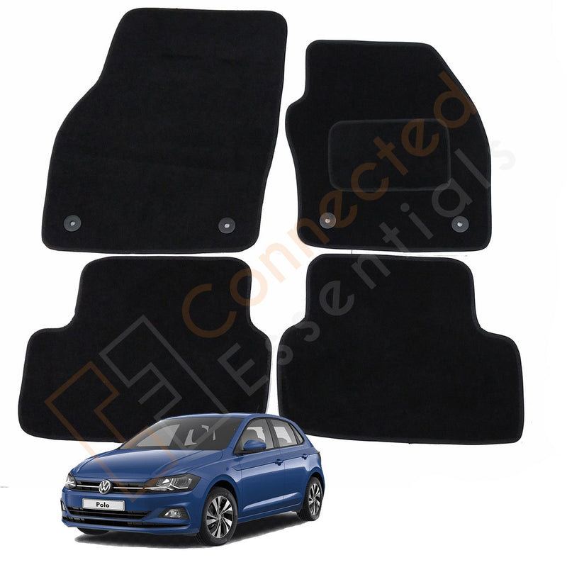 Volkswagen Polo Car Mats 2018-Onwards, Fully Tailored, Black