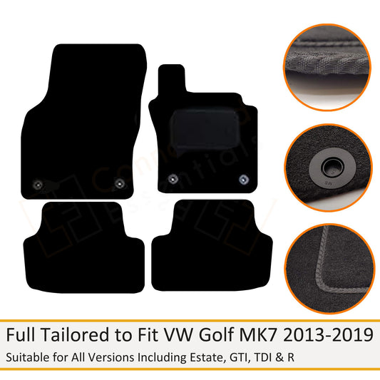 Volkswagen Golf Car Mats 2013-Onwards, Fully Tailored, Black