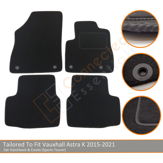 Vauxhall Astra Car Mats 2015-Onwards, Fully Tailored, Black