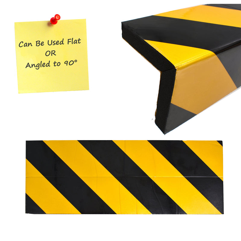 Foam Corner Protector with Self Adhesive Backing, Yellow Hazard Stripes, Pack of 2