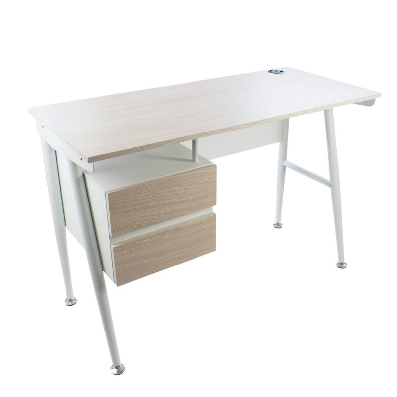 Modern Desk with 2 Drawers White & Oak, CED-202
