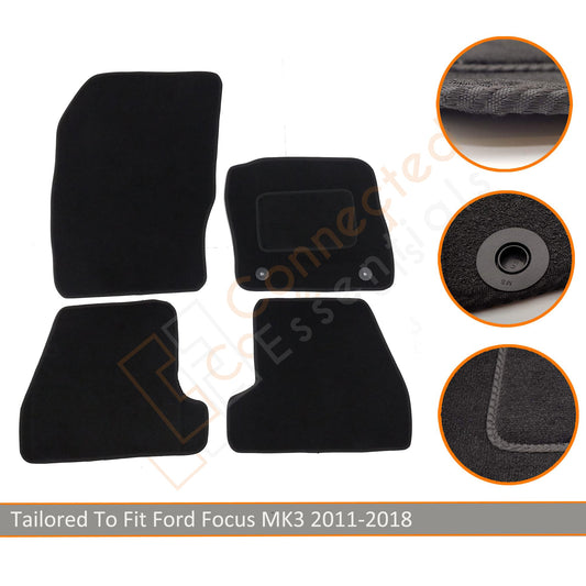 Ford Focus Car Mats 2011-2018, Fully Tailored, Black