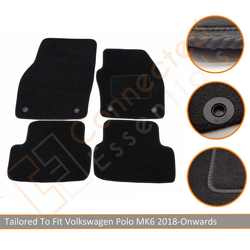 Volkswagen Polo Car Mats 2018-Onwards, Fully Tailored, Black