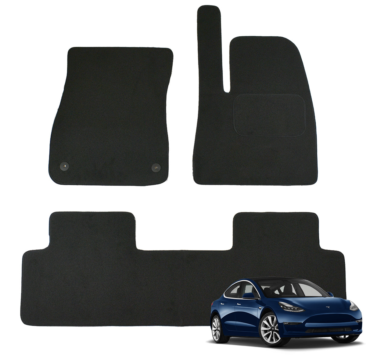 Tesla Model 3 Car Mats 2017-Onwards, Fully Tailored, Black